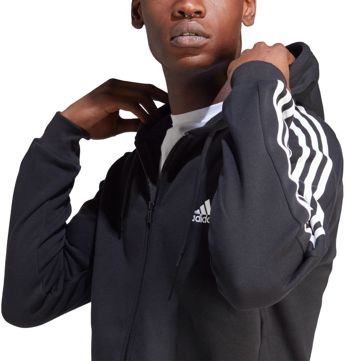 ADIDAS - 3 STRIPES FLEECE FULL ZIP HOODIE