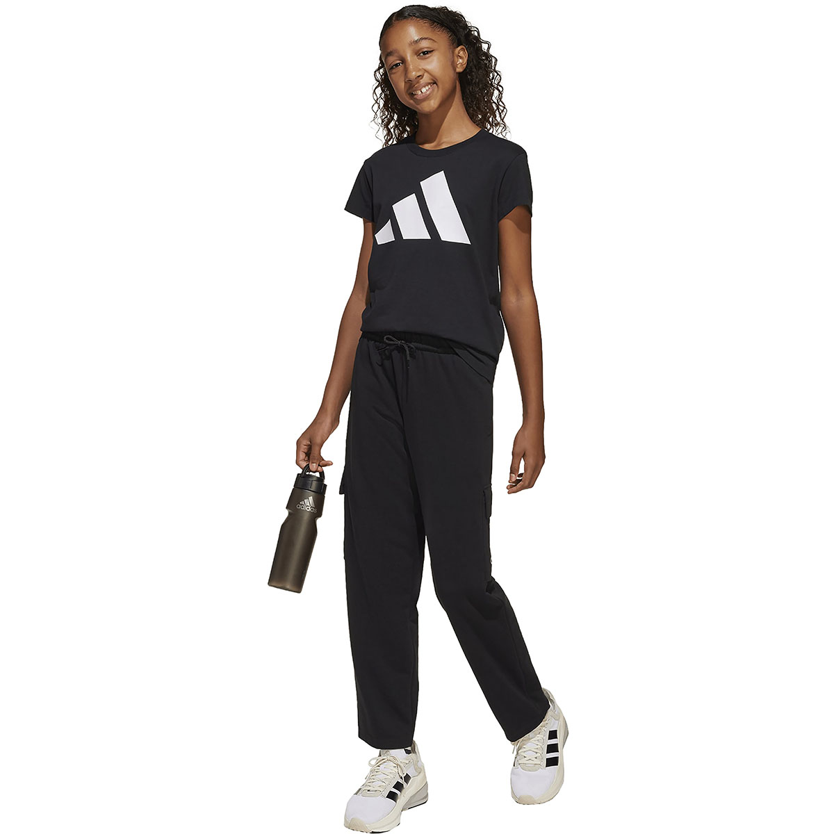 ADIDAS - JUNIOR GIRLS LINEAR FRENCH TERRY CUFFED PANT ADIDAS - JUNIOR GIRLS LINEAR FRENCH TERRY CUFFED PANT