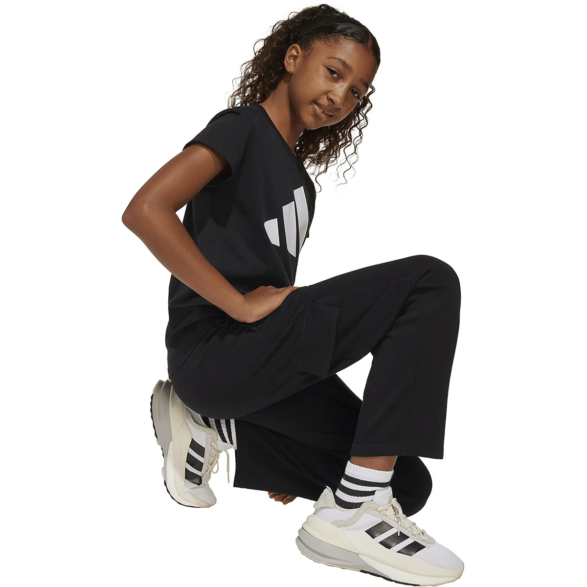 ADIDAS - JUNIOR GIRLS LINEAR FRENCH TERRY CUFFED PANT ADIDAS - JUNIOR GIRLS LINEAR FRENCH TERRY CUFFED PANT