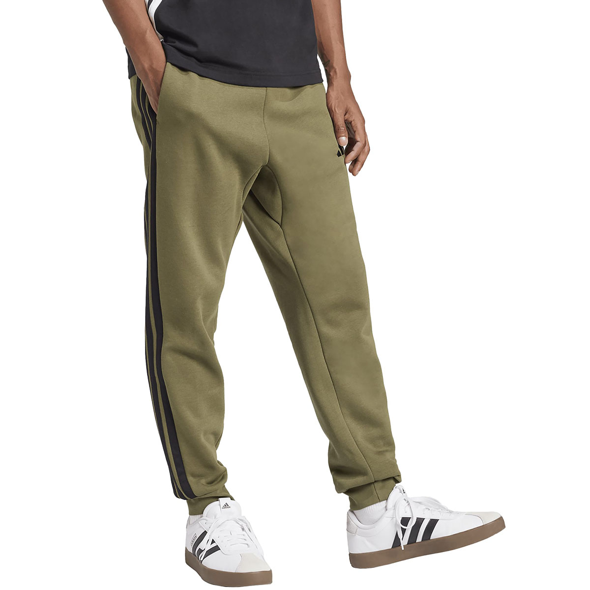 ADIDAS - 3 STRIPES FLEECE TAPERED CUFF PANTS ADIDAS - 3 STRIPES FLEECE TAPERED CUFF PANTS