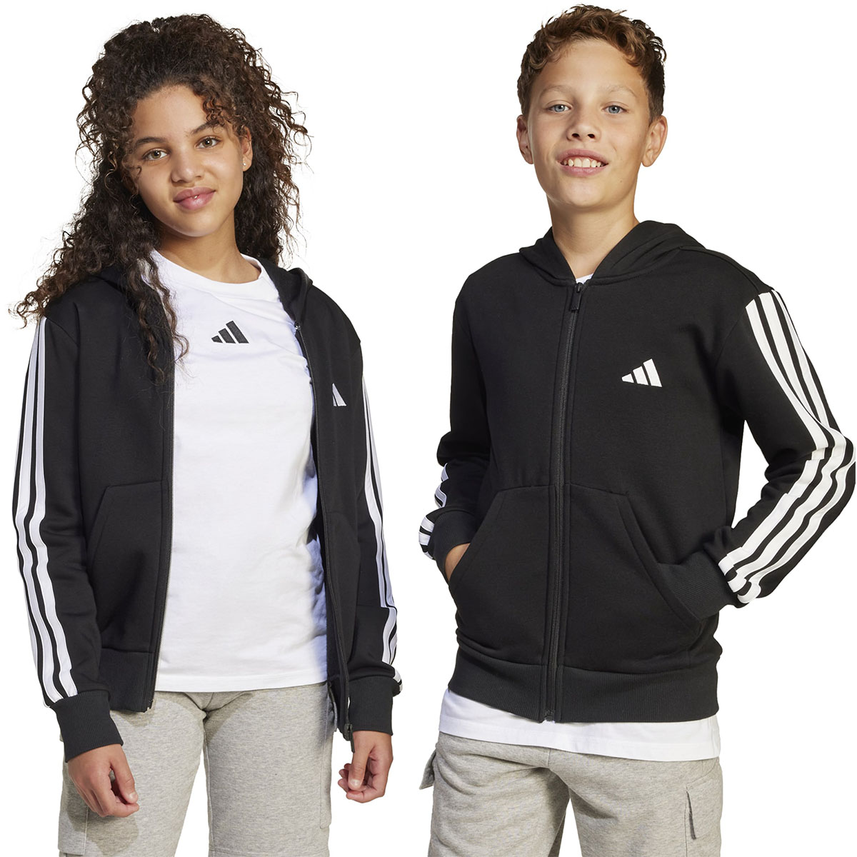 ADIDAS - 3 STRIPES FLEECE FULL ZIP HOODIE