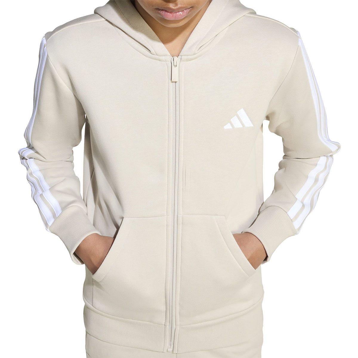 ADIDAS - 3 STRIPES FLEECE FULL ZIP HOODIE ADIDAS - 3 STRIPES FLEECE FULL ZIP HOODIE