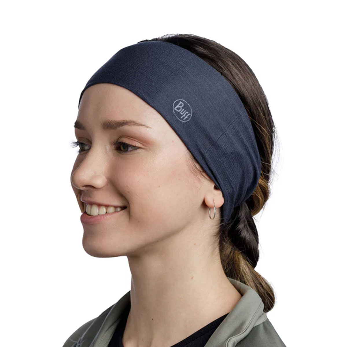 BUFF - COOLNET UV WIDE HEADBAND SOLID NIGHT BLUE