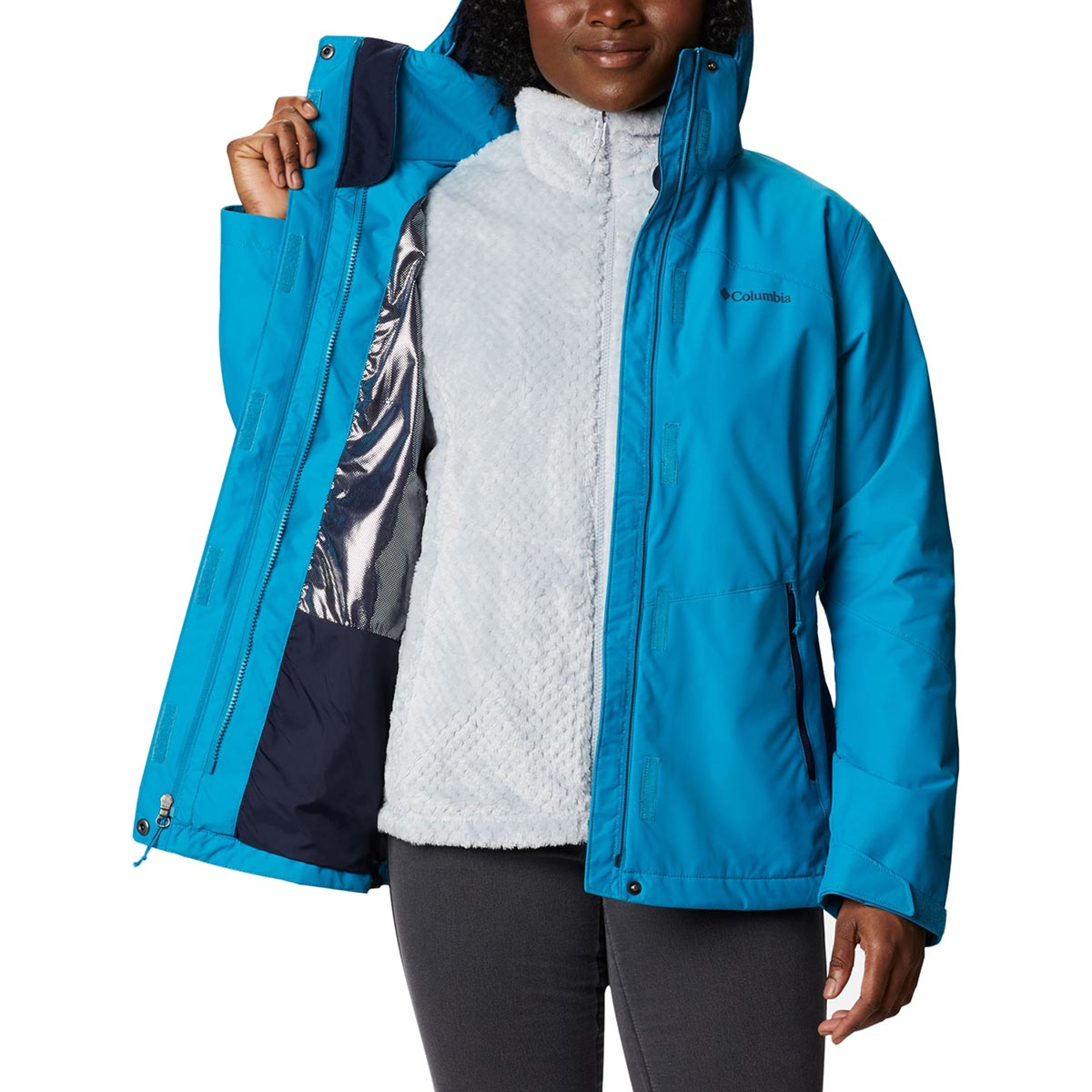 Columbia Bugaboo II Giacca 3 In 1 Donna – Shell Impermeabile Omni-Tech E Interno In Pile Omni-Heat, Cappuccio Rimovibile