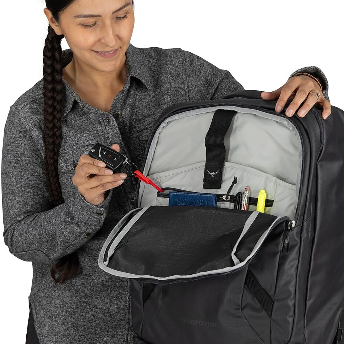 OSPREY - TRANSPORTER WHEELED CARRY ON RAVEN BLACK 38 L