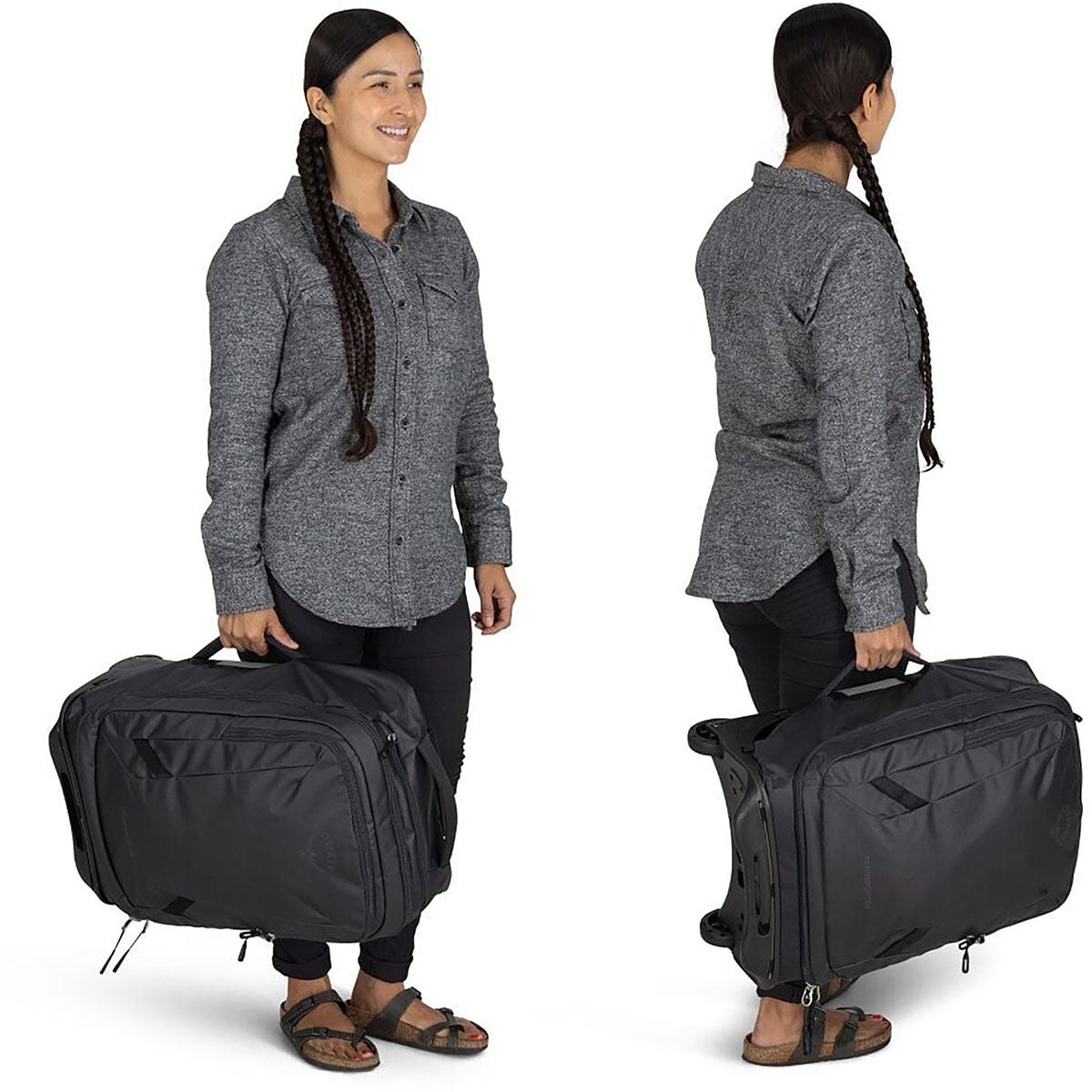 OSPREY - TRANSPORTER WHEELED CARRY ON RAVEN BLACK 38 L