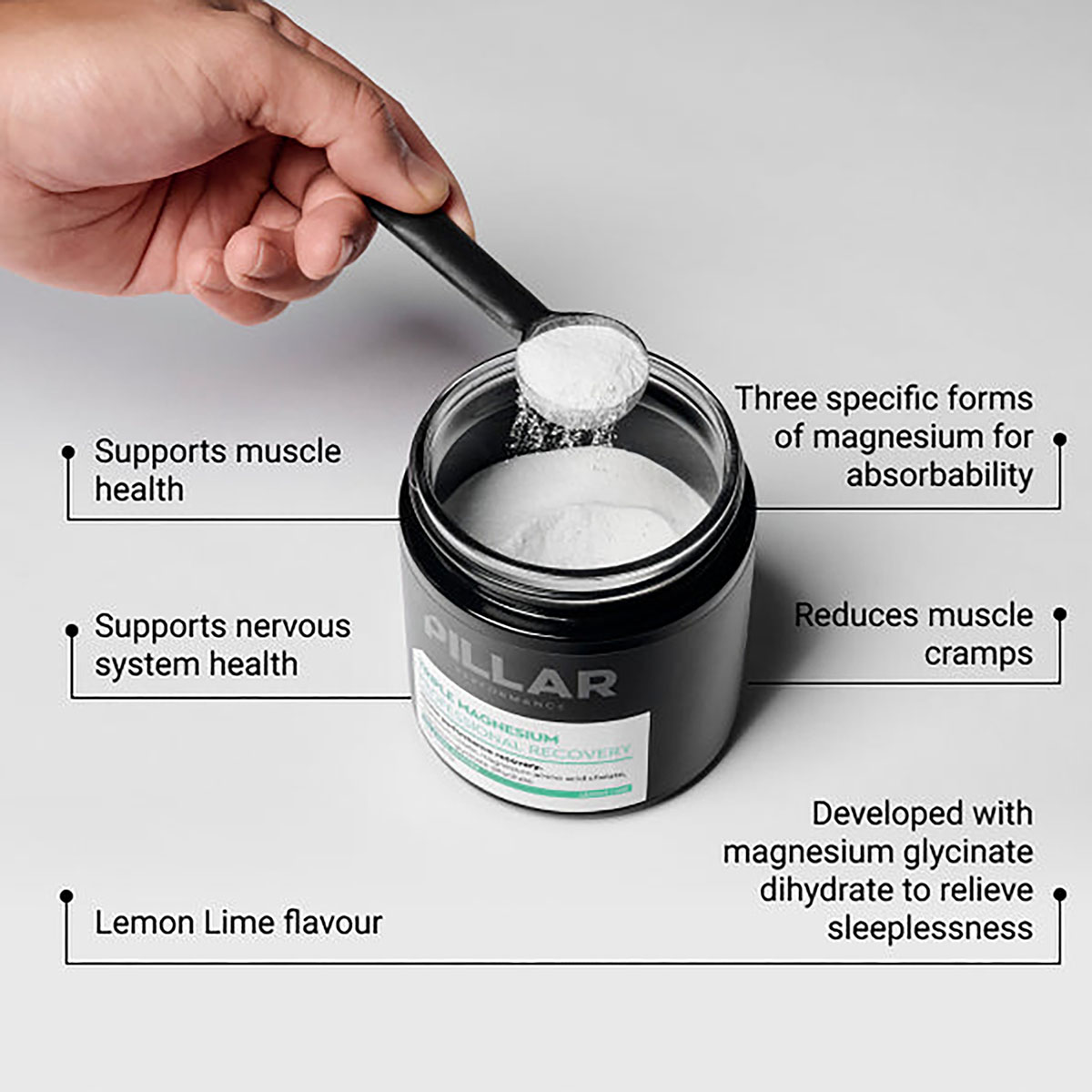PILLAR - TRIPLE MAGNESIUM POWDER 200G LEMON LIME