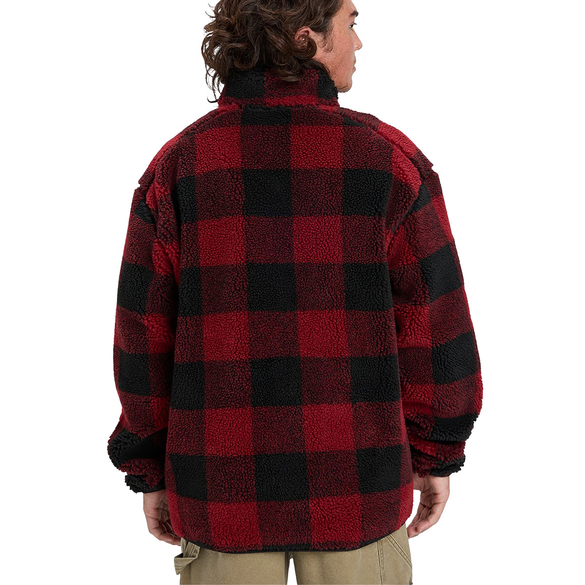 QUIKSILVER - MERCURY WOODLANDS HALF ZIP SHERPA CHECK JACKET