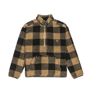 QUIKSILVER - MERCURY WOODLANDS HALF ZIP SHERPA CHECK JACKET