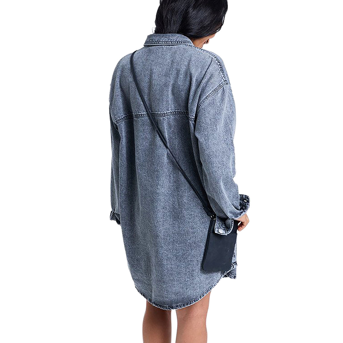 ROXY - TIDAL MOON DENIM LONGSLEEVE MINI SHIRTDRESS