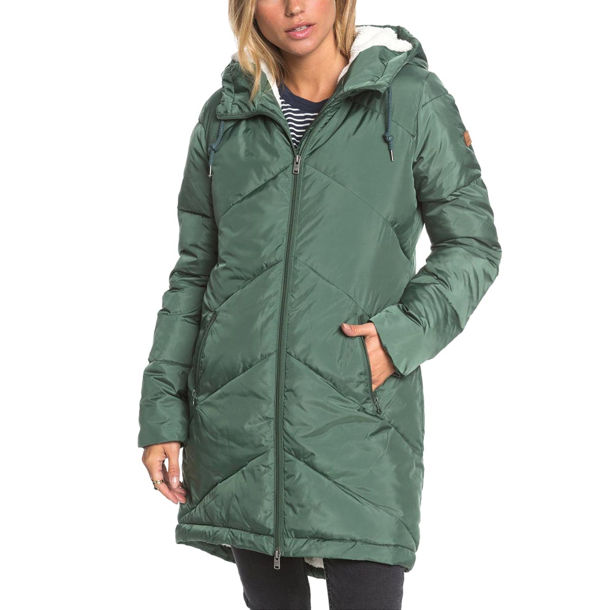 ROXY - STORM WARNING WATER RESISTANT LONGLINE HOODED PUFFER JACKET
