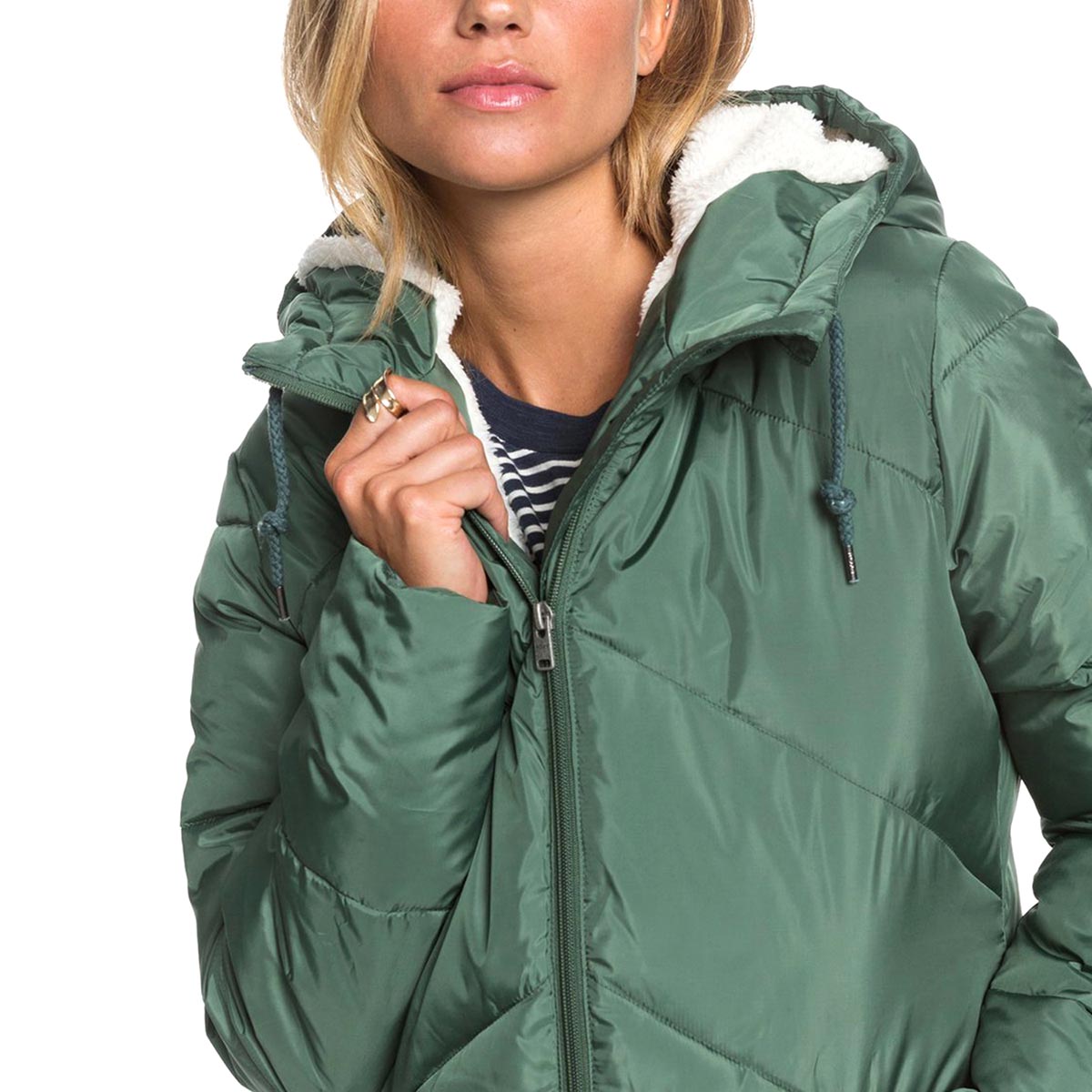 ROXY - STORM WARNING WATER RESISTANT LONGLINE HOODED PUFFER JACKET