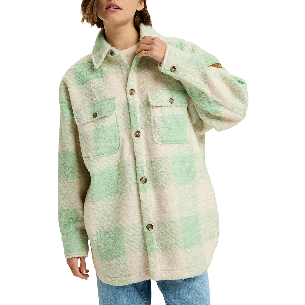 ROXY - OVER AND ABOVE CHECK PALID POLAR FLEECE SHIRT ROXY - OVER AND ABOVE CHECK PALID POLAR FLEECE SHIRT