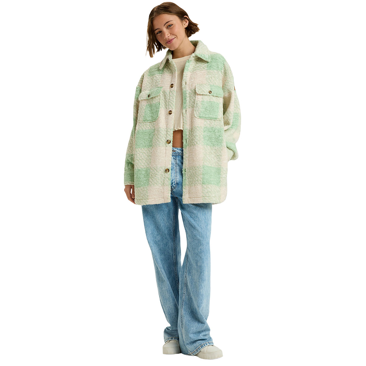 ROXY - OVER AND ABOVE CHECK PALID POLAR FLEECE SHIRT ROXY - OVER AND ABOVE CHECK PALID POLAR FLEECE SHIRT