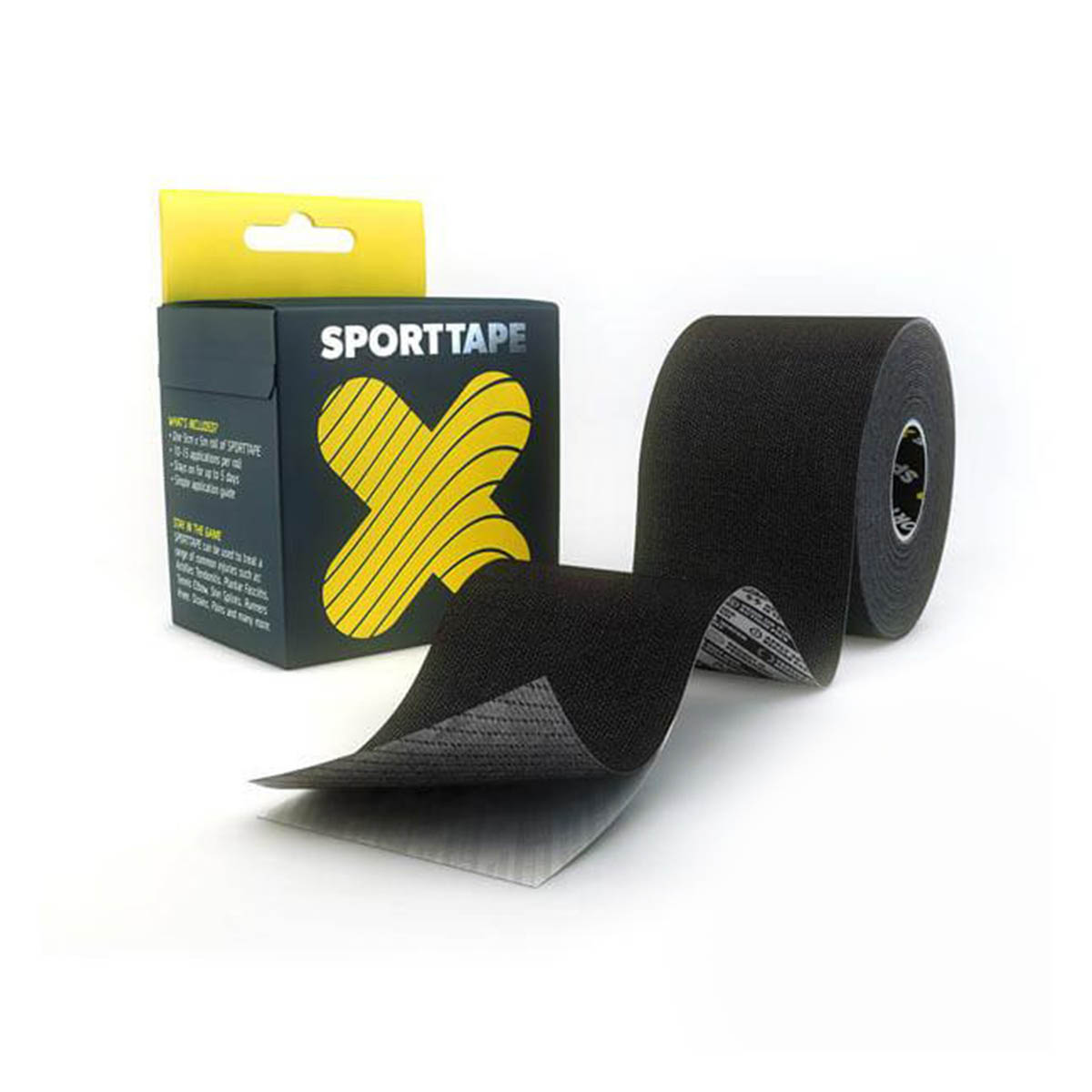 SPORTTAPE - EXTRA STICKY KINESIOLOGY TAPE - 5CMX5M BLACK