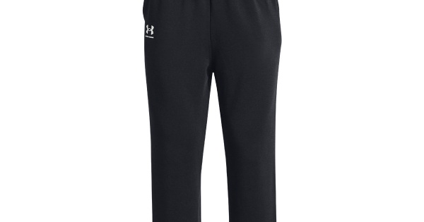 Under Armour Rival Terry Womens Flare Crop Pants in Black-White