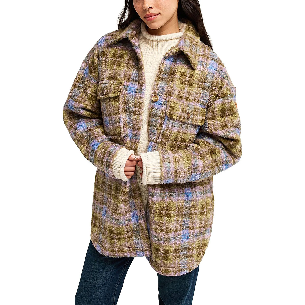 ROXY - OVER AND ABOVE CHECK PALID POLAR FLEECE SHIRT