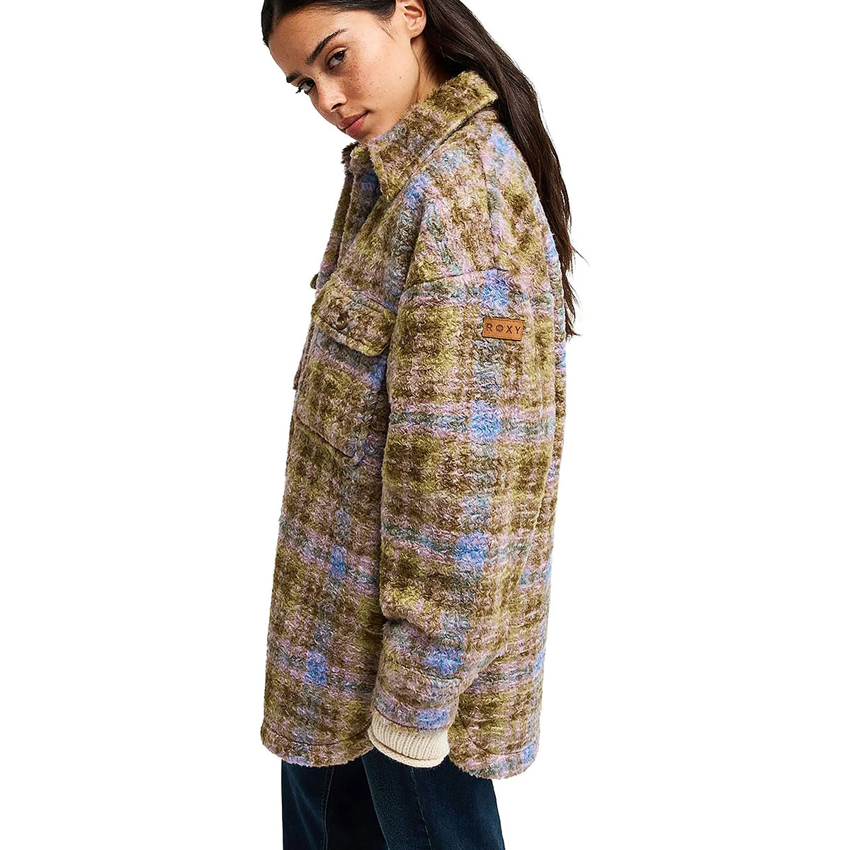 ROXY - OVER AND ABOVE CHECK PALID POLAR FLEECE SHIRT
