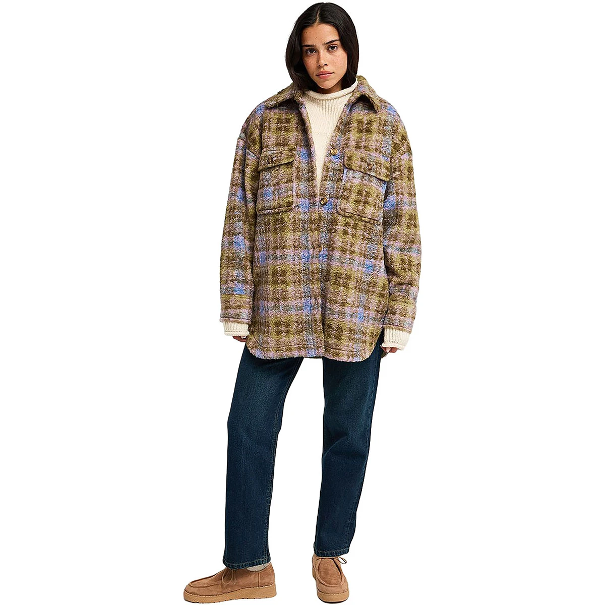 ROXY - OVER AND ABOVE CHECK PALID POLAR FLEECE SHIRT